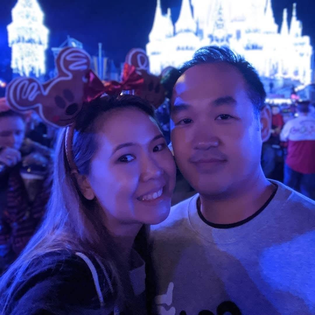 Me and my husband at WDW for Christmas